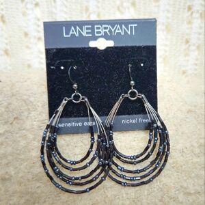 (NEW) Lane Bryant Black Microbead Hanging Earrings